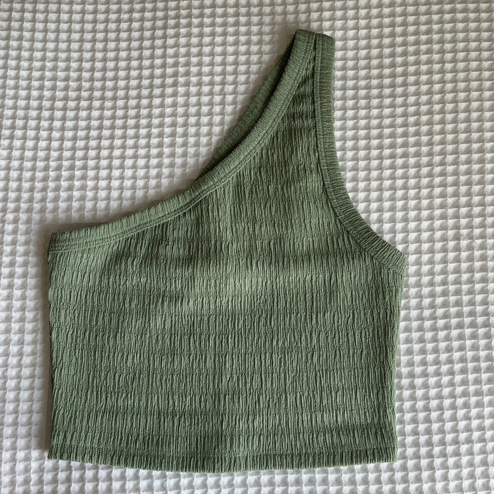 NWOT American Eagle Outfitters Sage Green One Shoulder Crop Top